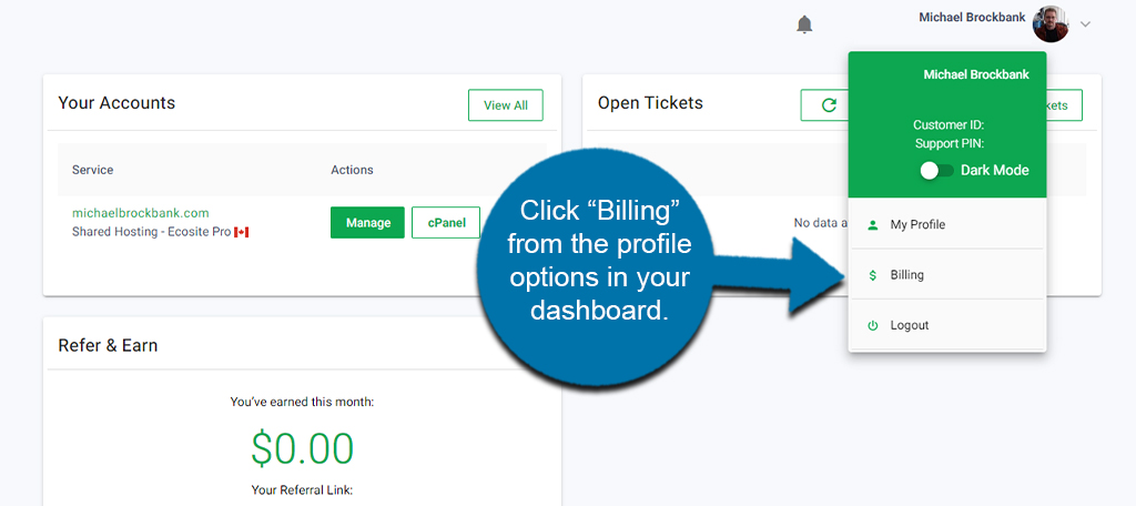 GreenGeeks Dashboard