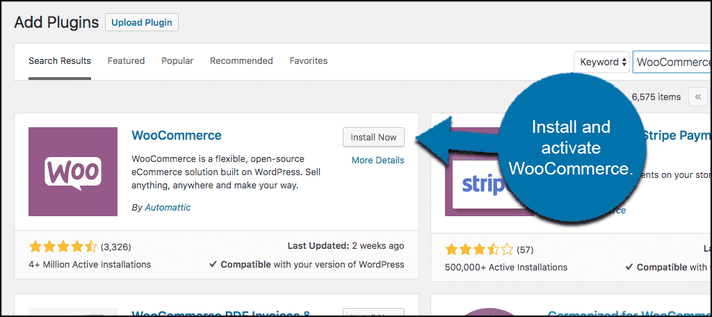 Install and activate woocommerce