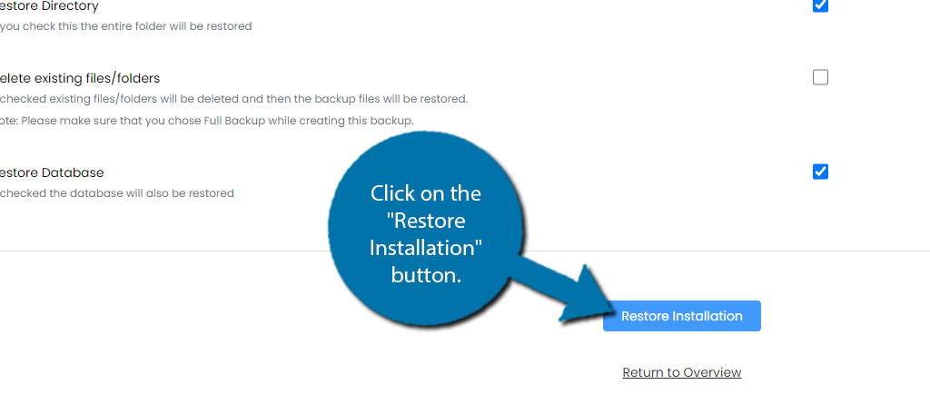 Restore Installation