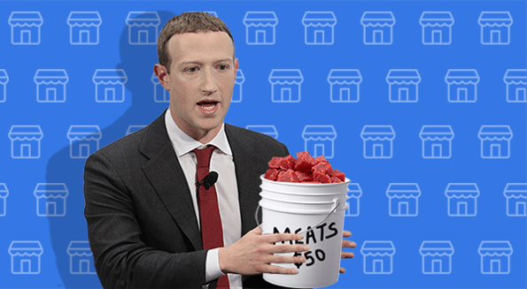 Mark Zuckerberg holding a bucket of meat